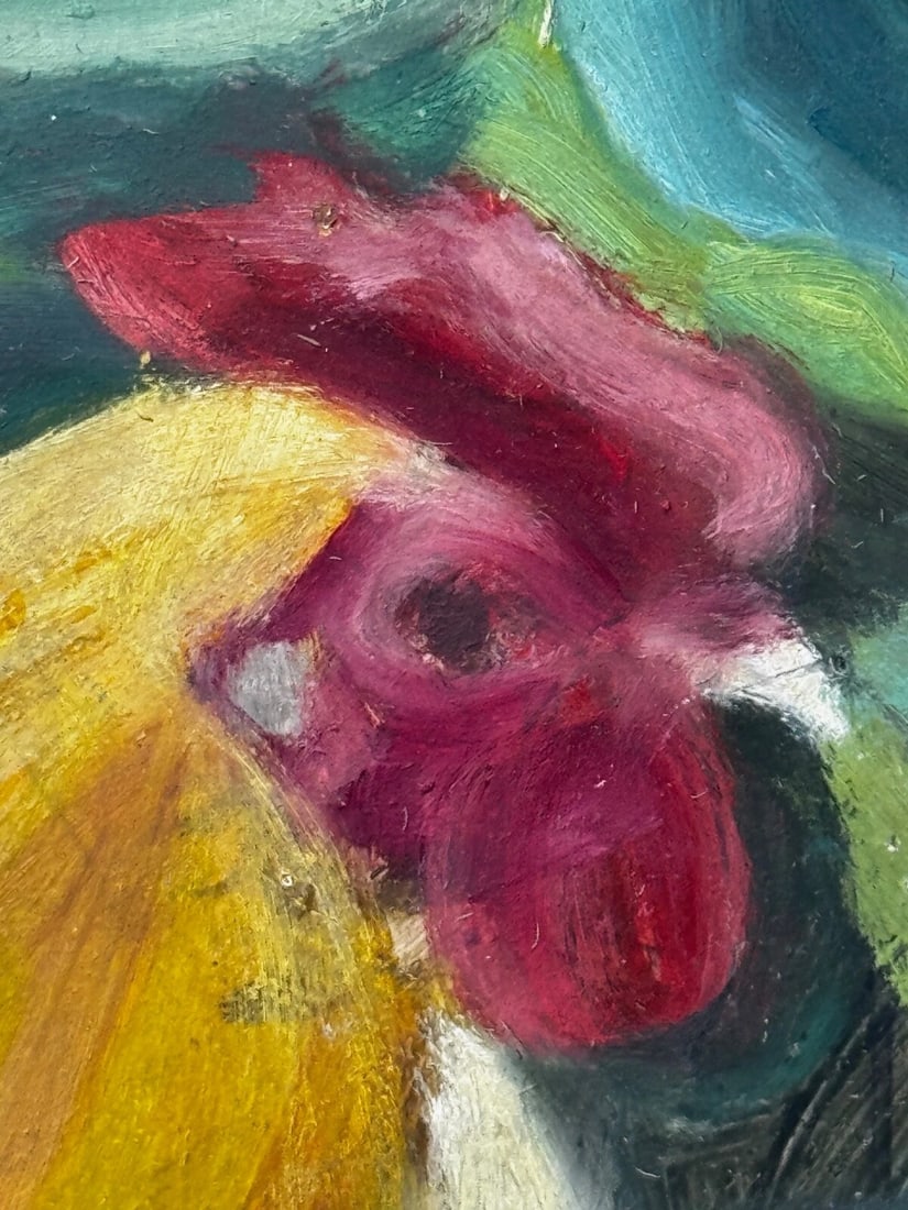 Rubio the Empordanesa Rooster | Original Folk Art Oil Painting c.1930s - 13