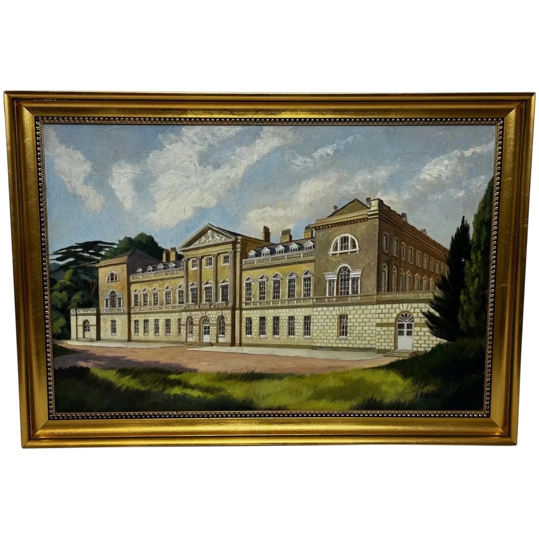 Oil Painting Historic Duke Of Bedford’s Main Estate Woburn Abbey In Bedfordshire: Oil Painting Historic Duke Of Bedford’s Main Estate Woburn Abbey In Bedfordshire Click image to enlarge Description 1 Fine British Oil Painting Architectural Historic View