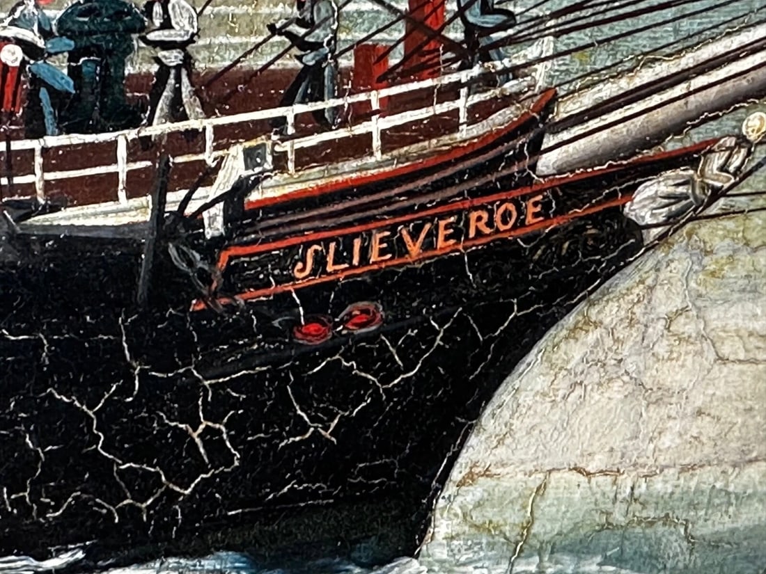 Large 19th Century Oil Painting Marine Clipper Jute Ship Slieve Roe Off Calcutta - 10