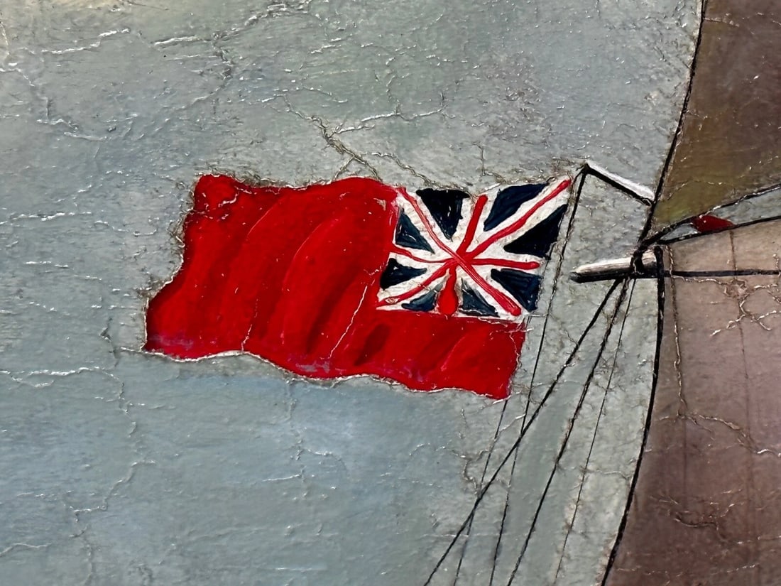 Large 19th Century Oil Painting Marine Clipper Jute Ship Slieve Roe Off Calcutta - 15