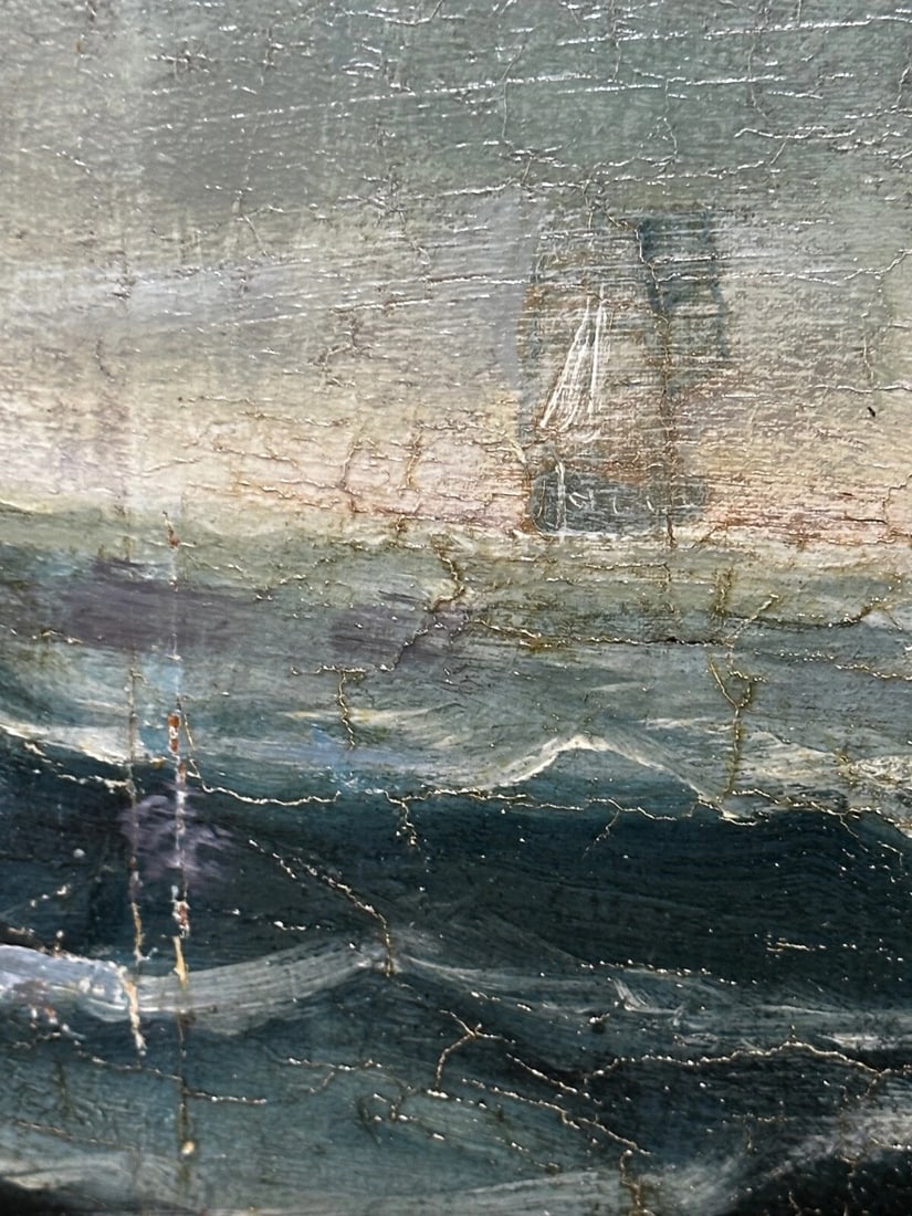 Large 19th Century Oil Painting Marine Clipper Jute Ship Slieve Roe Off Calcutta - 18