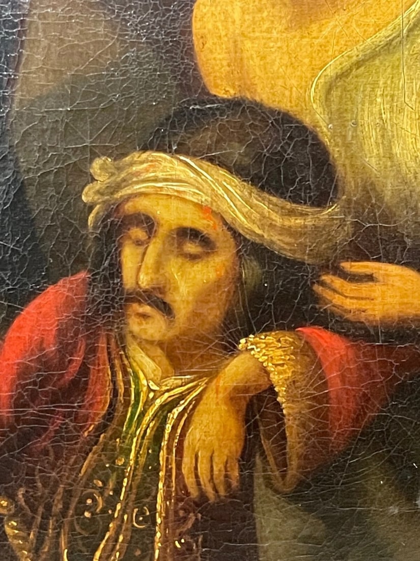 19th Century Oil Painting Battle "The Wounded Greek" ATTRIB Abraham Cooper RA - 6