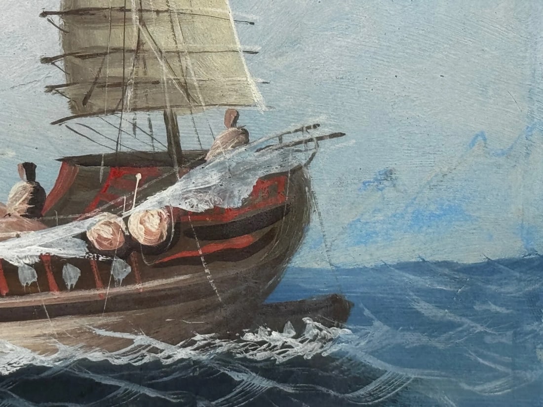 Outbound Junk on the Pearl River, Hong Kong 1914 Attributed to the Ah Hee Studio - 13