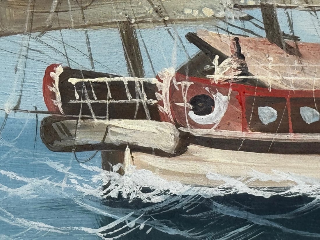 Outbound Junk on the Pearl River, Hong Kong 1914 Attributed to the Ah Hee Studio - 4