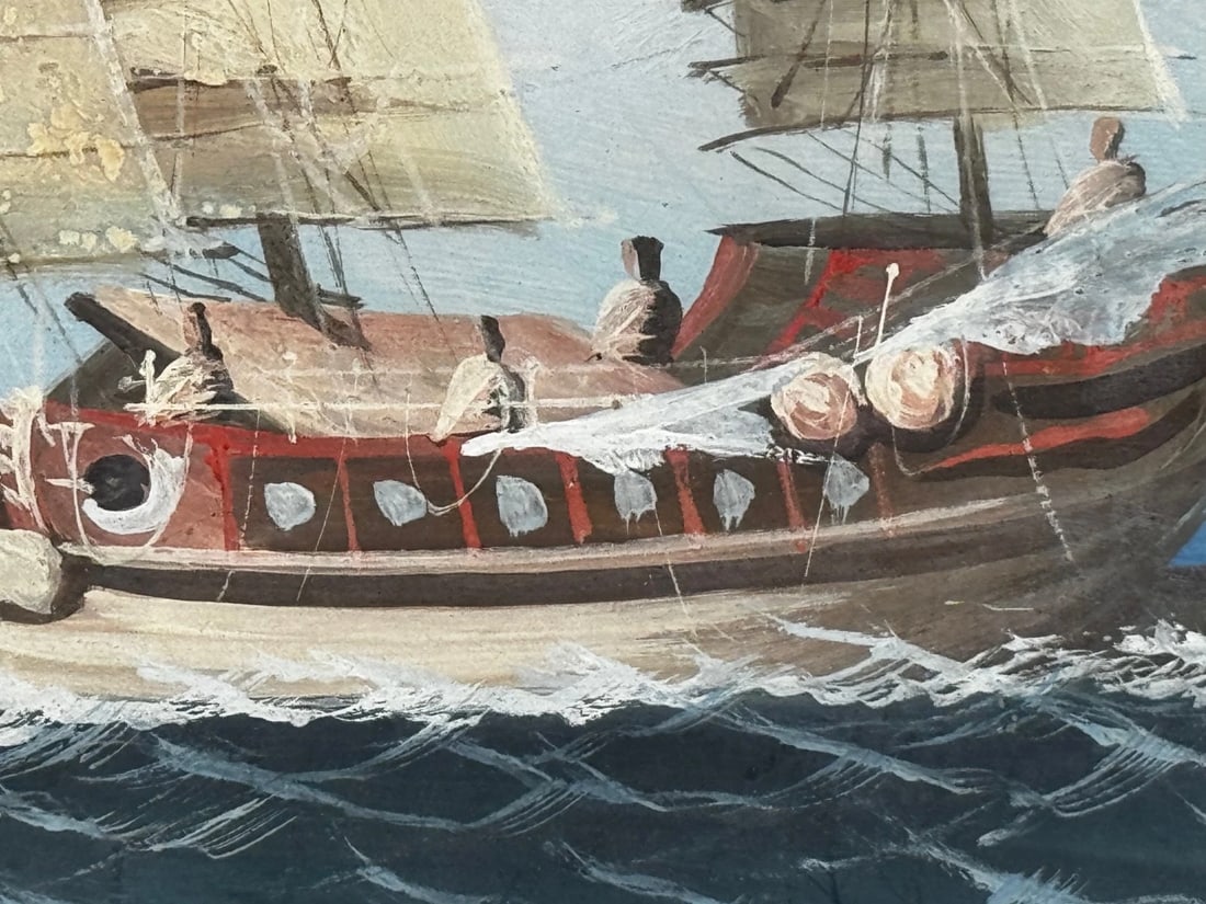 Outbound Junk on the Pearl River, Hong Kong 1914 Attributed to the Ah Hee Studio - 5
