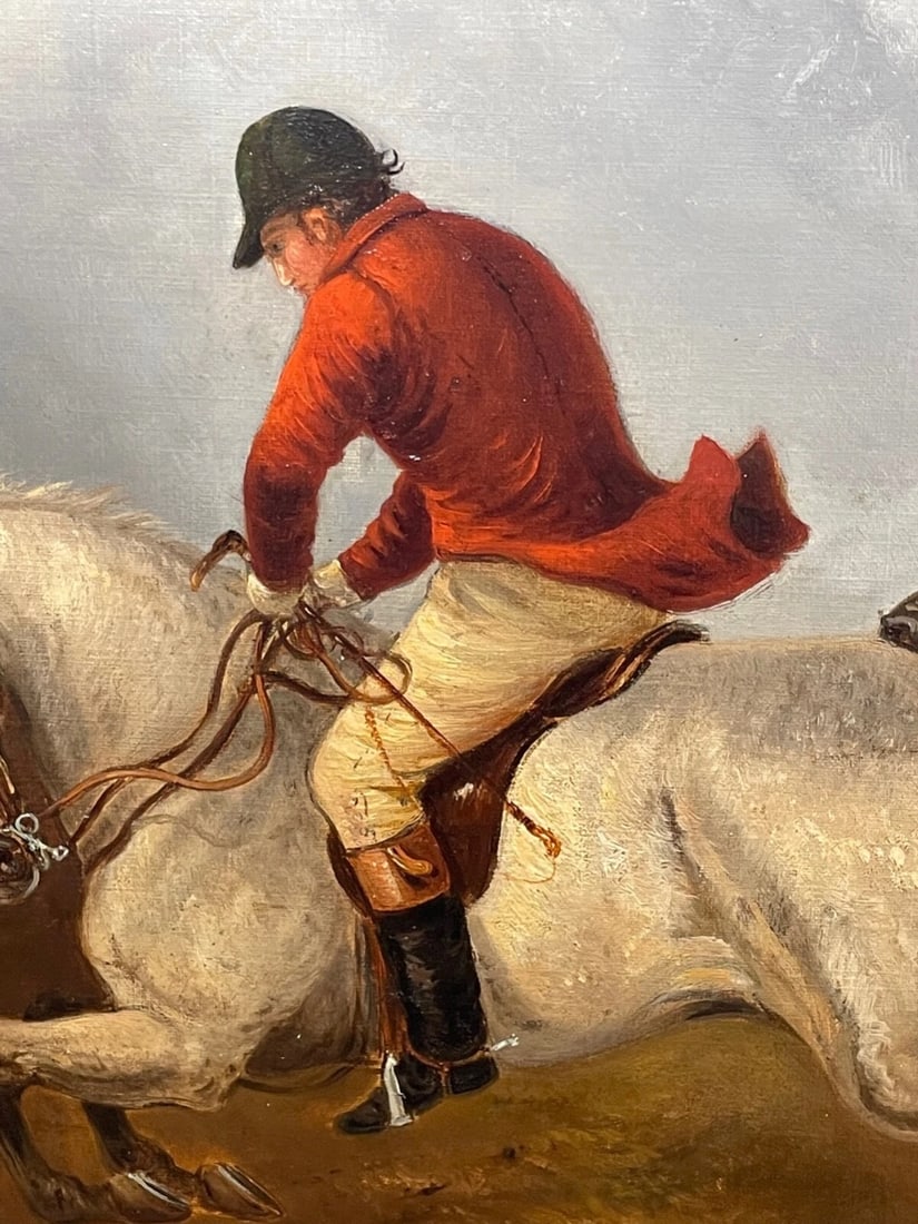 19th Century Red Coat Rider Hunting On The Charge Oil Painting By Thomas Smythe - 3