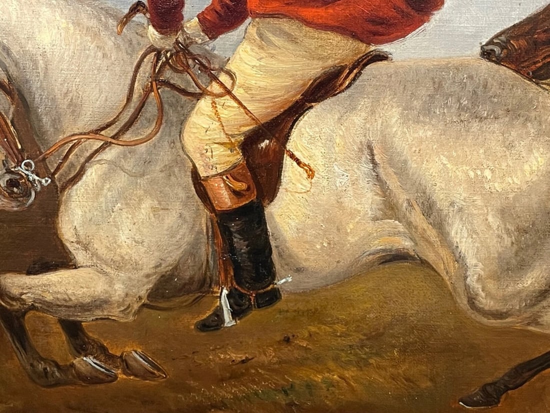 19th Century Red Coat Rider Hunting On The Charge Oil Painting By Thomas Smythe - 6