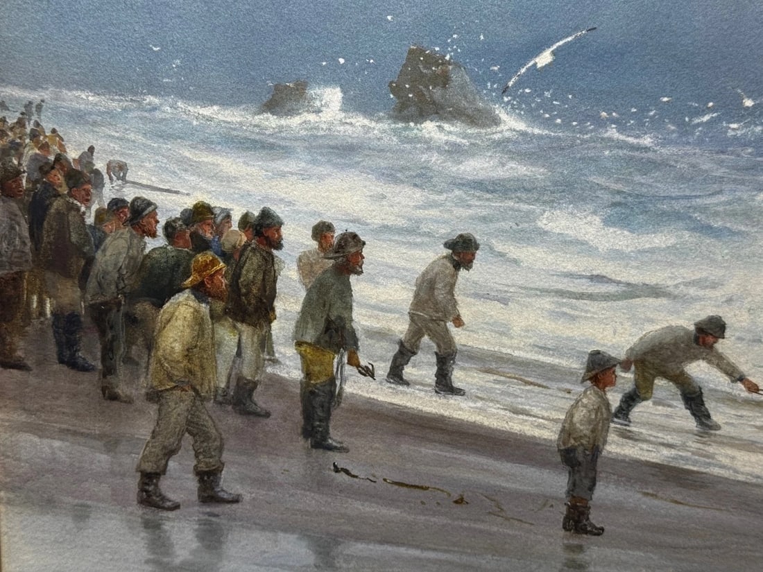 Painting Shipwreck High Tide off Trebarwith Strand By Charles Sim Mottram RBA - 14