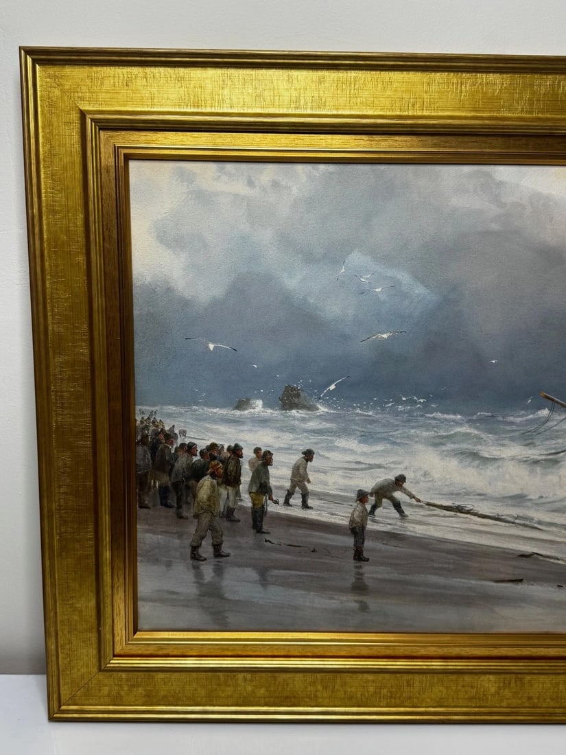 Painting Shipwreck High Tide off Trebarwith Strand By Charles Sim Mottram RBA - 7