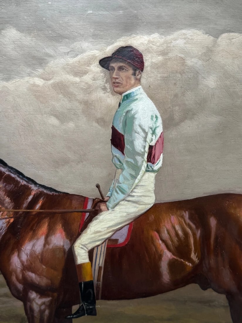 19th Century Oil Painting Derby Winner Horse Melton & Jockey Fred Archer Up - 11