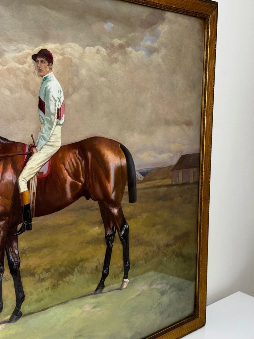 19th Century Oil Painting Derby Winner Horse Melton & Jockey Fred Archer Up - 6