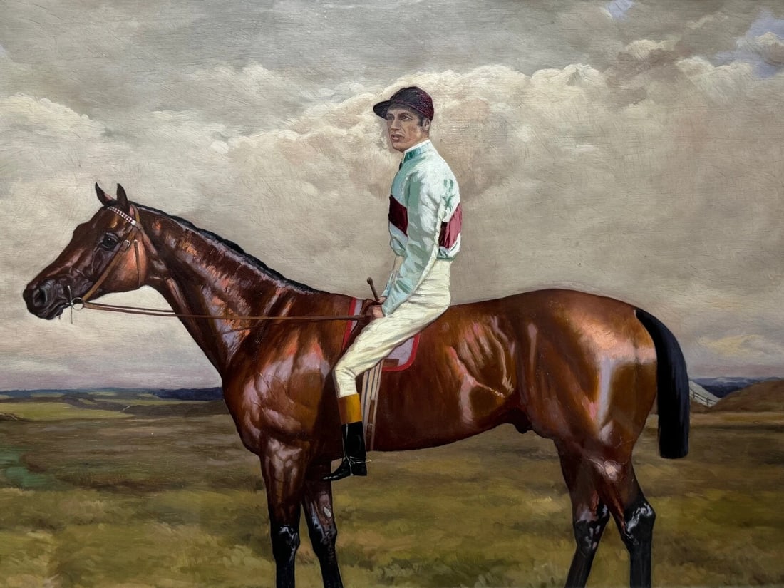 19th Century Oil Painting Derby Winner Horse Melton & Jockey Fred Archer Up - 7