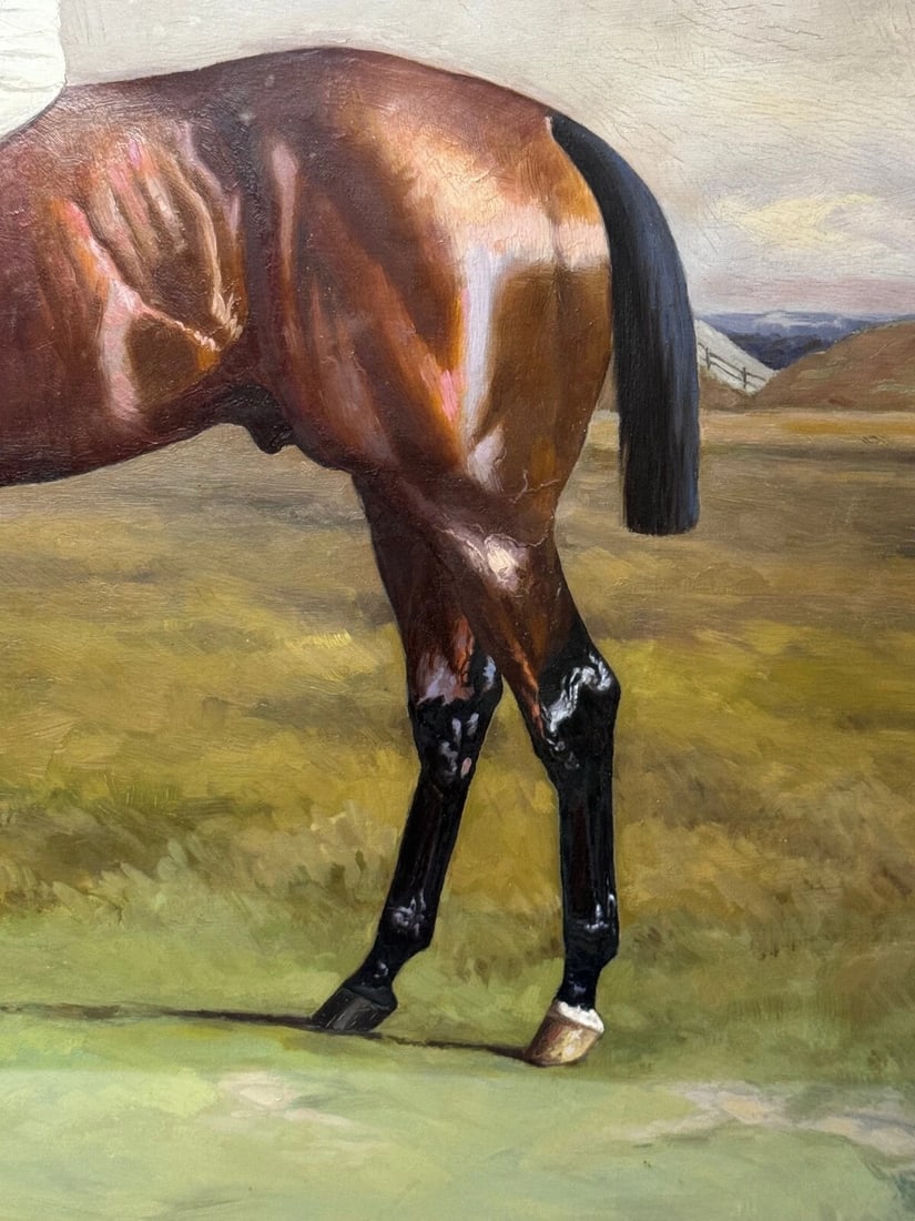 19th Century Oil Painting Derby Winner Horse Melton & Jockey Fred Archer Up - 9