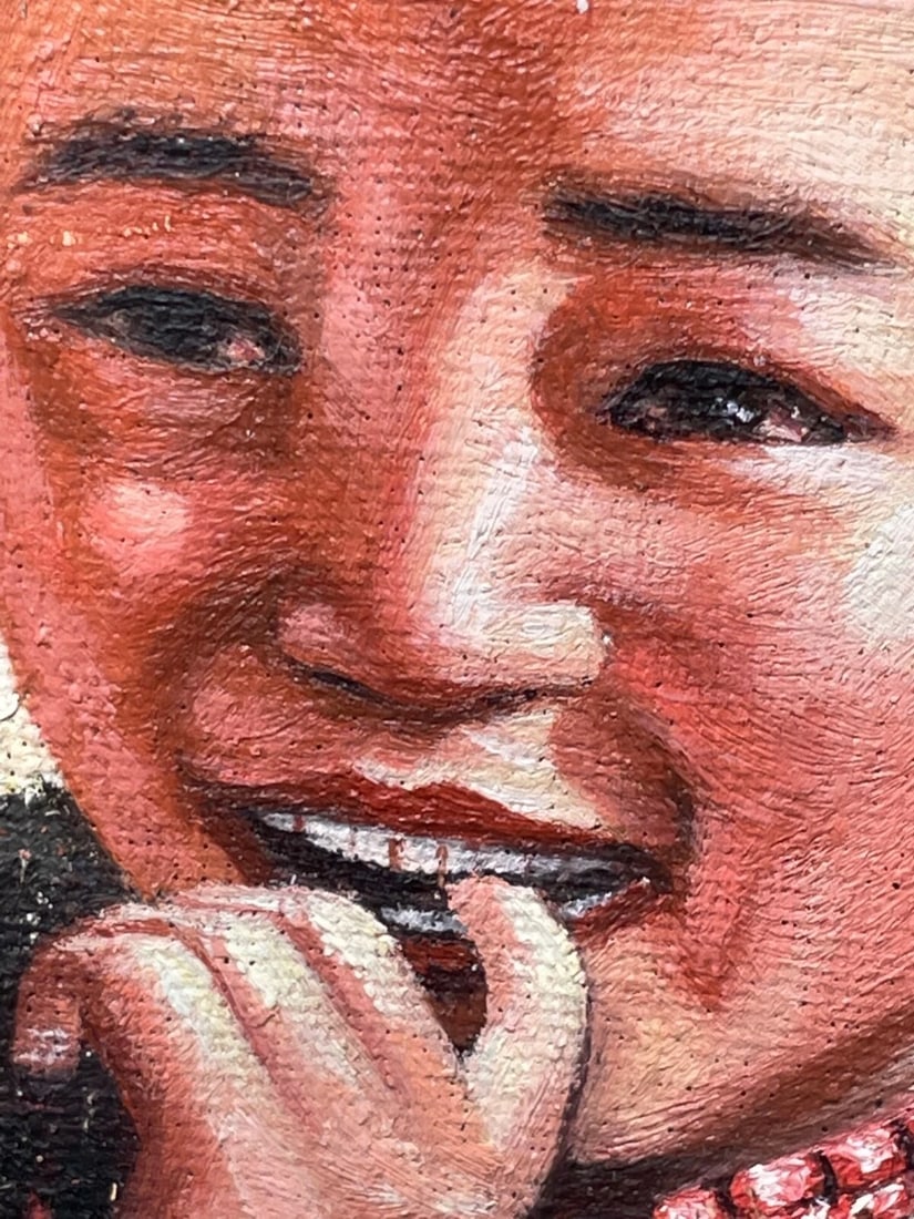 Chinese Portrait Oil Painting Desert Boy Anticipation After Lee Man Fong - 7