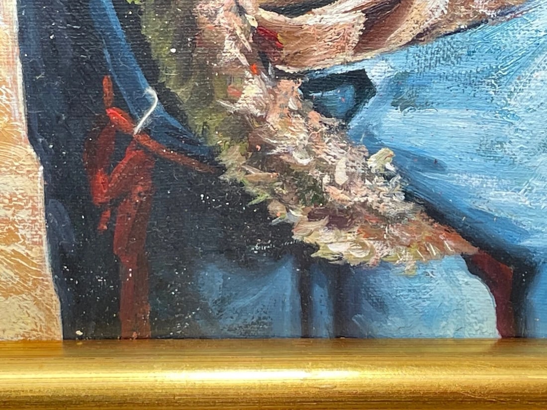 Chinese Portrait Oil Painting Desert Boy Anticipation After Lee Man Fong - 9
