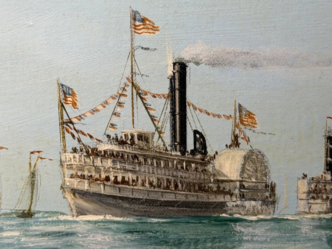 Marine Oil Painting The America's Cup 1881 Yacht Race By John Bentham Dinsdale - 13