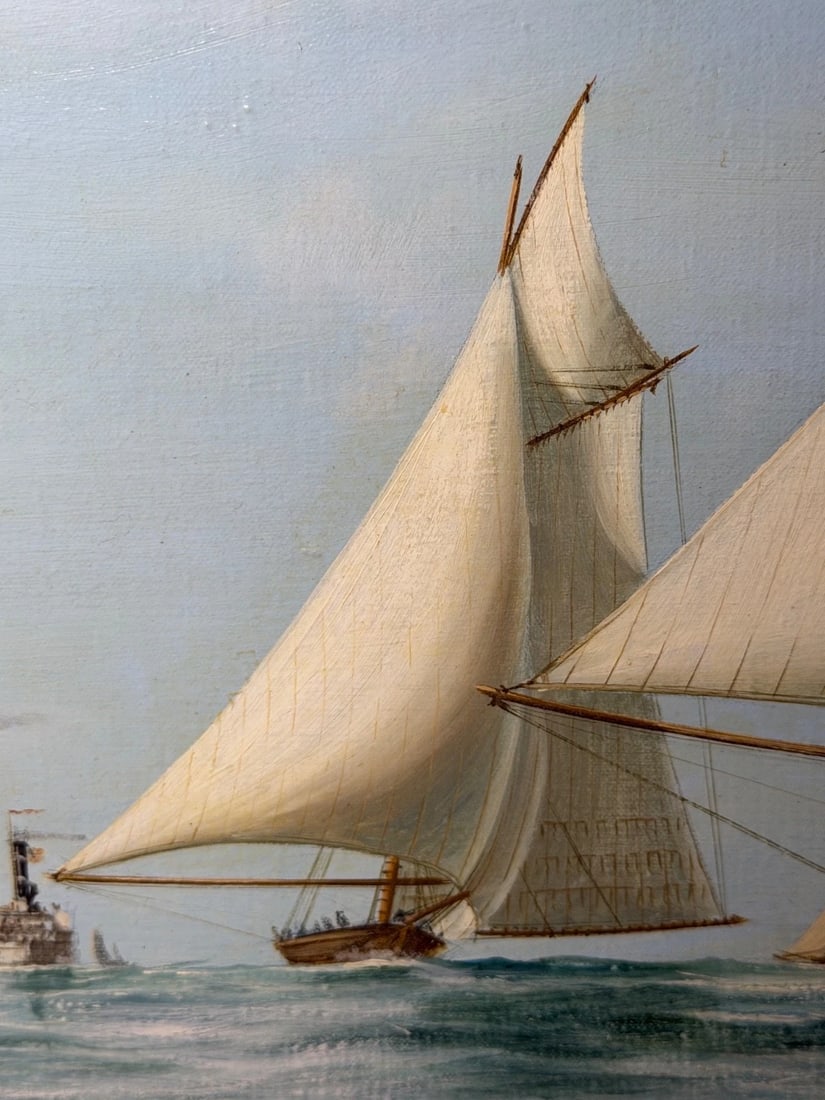 Marine Oil Painting The America's Cup 1881 Yacht Race By John Bentham Dinsdale - 14
