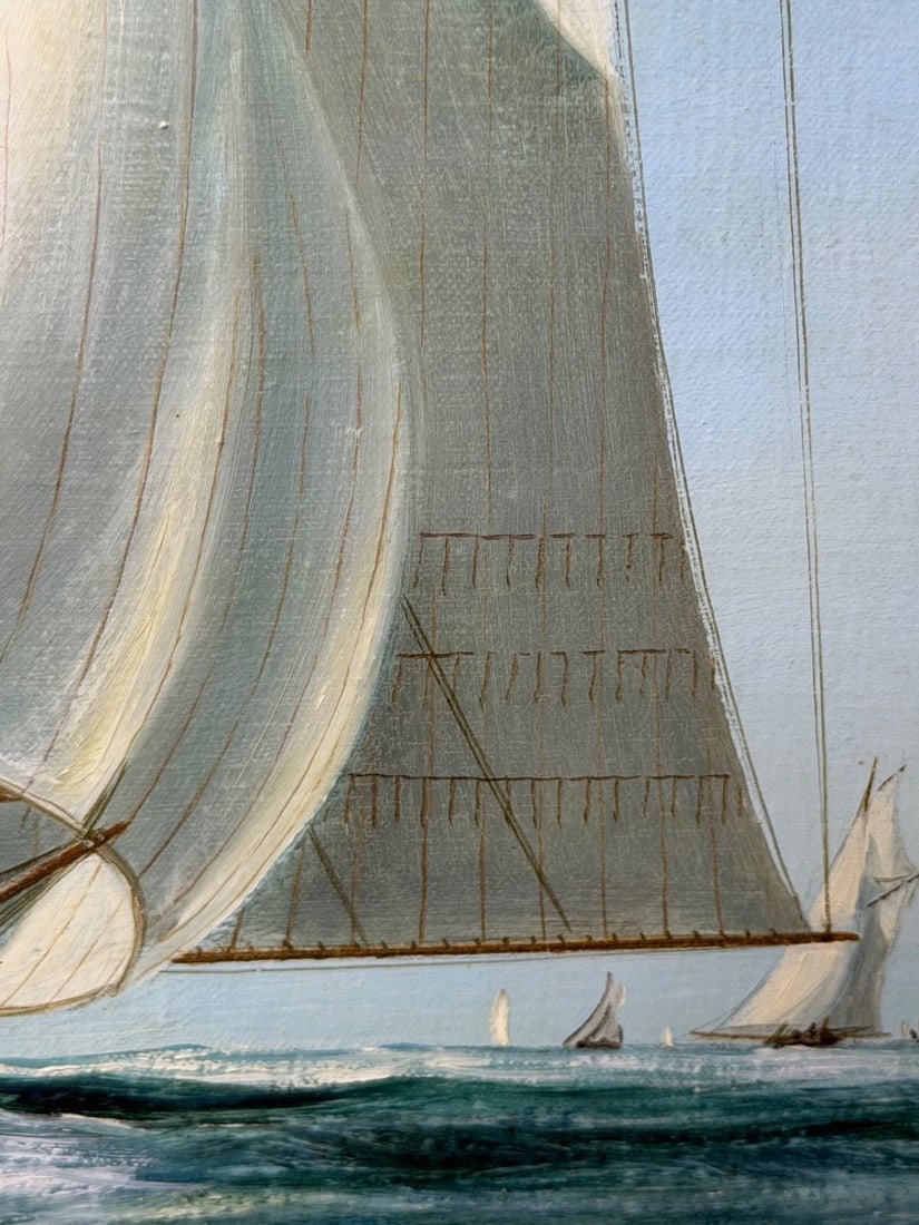 Marine Oil Painting The America's Cup 1881 Yacht Race By John Bentham Dinsdale - 16