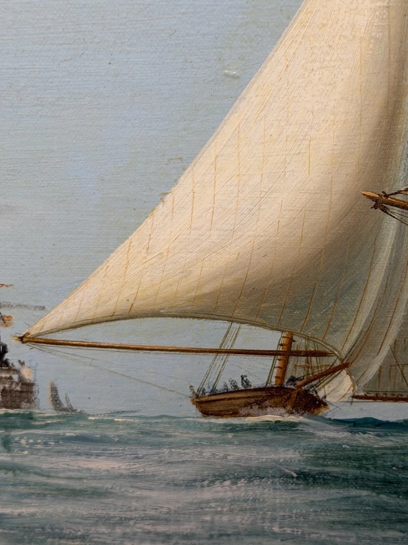 Marine Oil Painting The America's Cup 1881 Yacht Race By John Bentham Dinsdale - 18