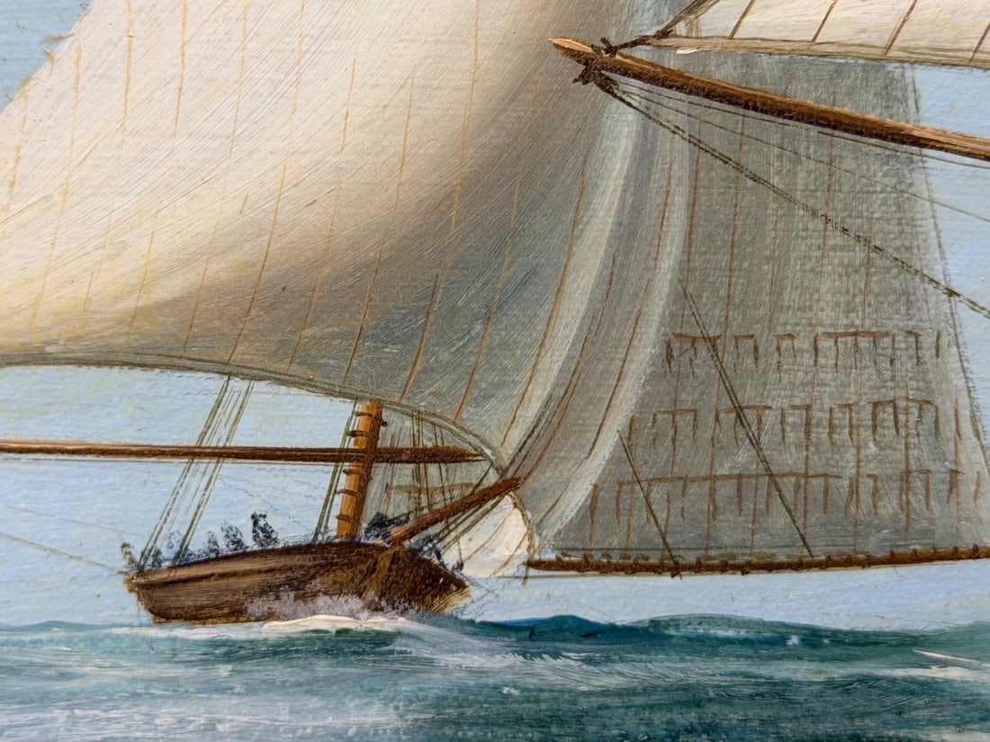 Marine Oil Painting The America's Cup 1881 Yacht Race By John Bentham Dinsdale - 19