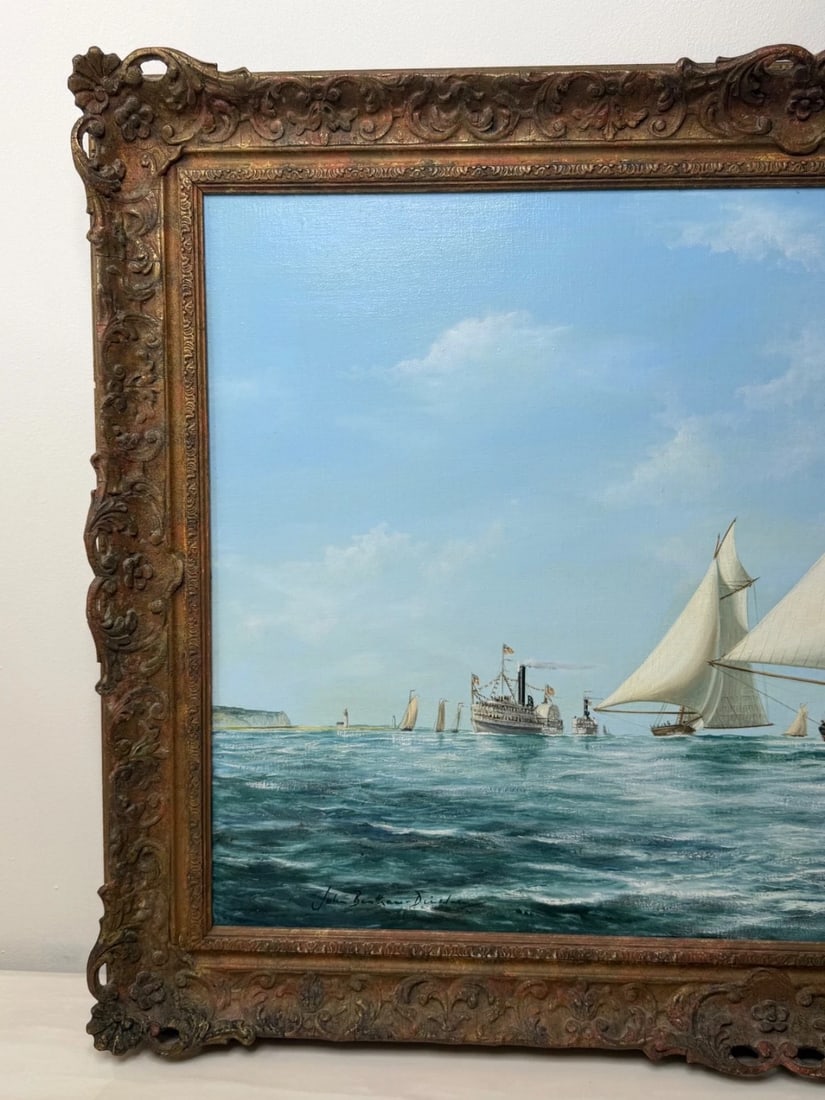 Marine Oil Painting The America's Cup 1881 Yacht Race By John Bentham Dinsdale - 4