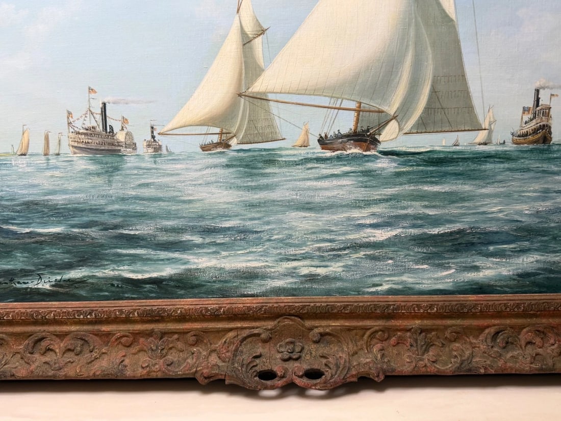 Marine Oil Painting The America's Cup 1881 Yacht Race By John Bentham Dinsdale - 5