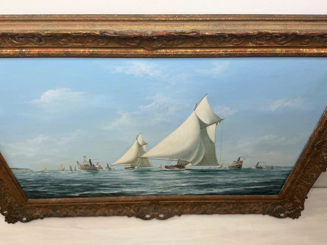 Marine Oil Painting The America's Cup 1881 Yacht Race By John Bentham Dinsdale - 6