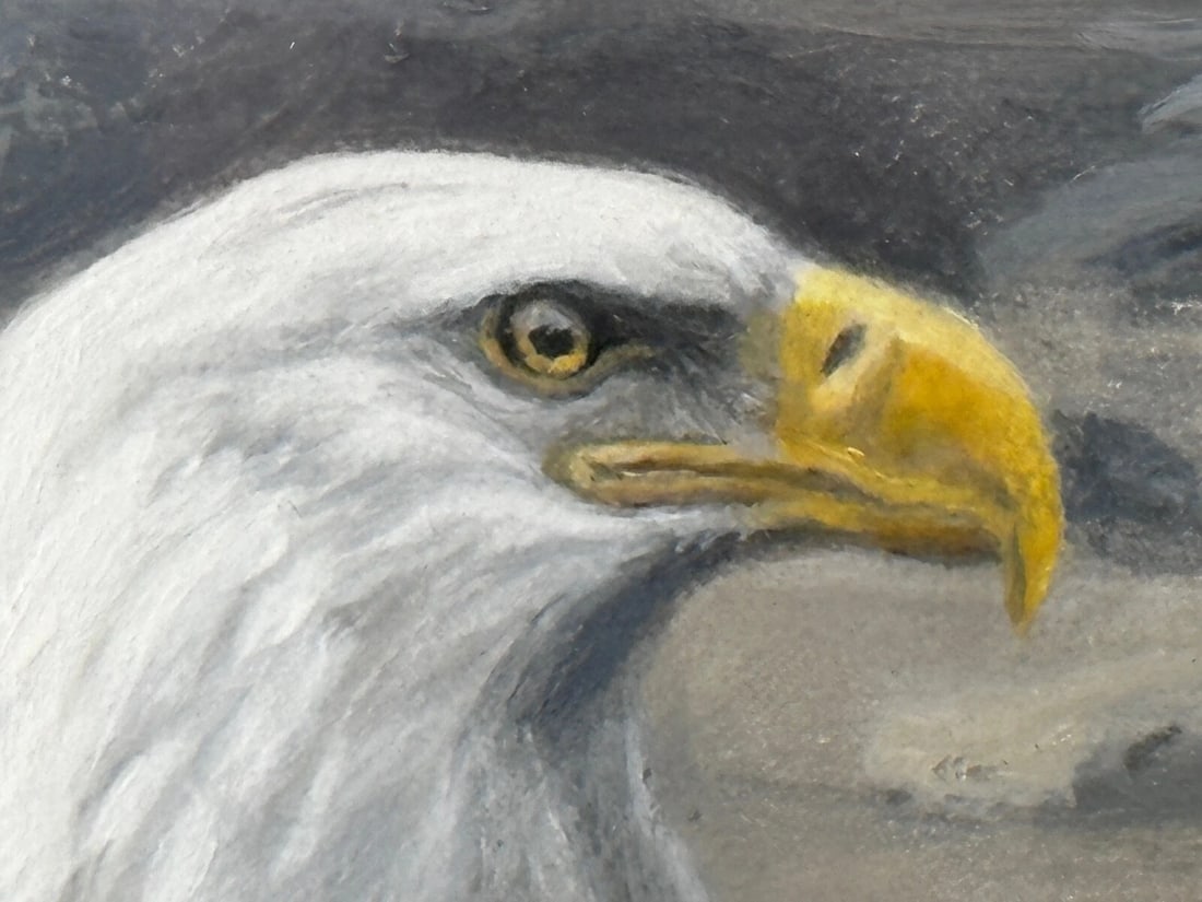 Large Painting North American Bald Eagles Gathering Fishing By Justin Prigmore - 18