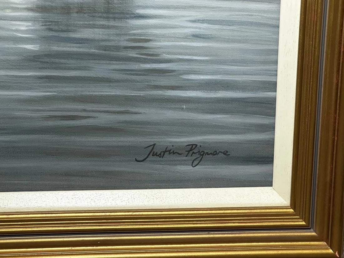 Large Painting North American Bald Eagles Gathering Fishing By Justin Prigmore - 6