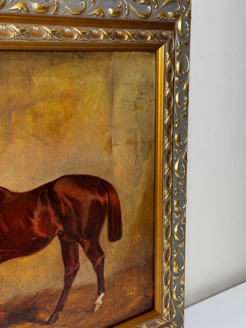 Equine Elegance Chestnut Hunter in Stable c1842 by Charles Bilger Spalding RA - 11