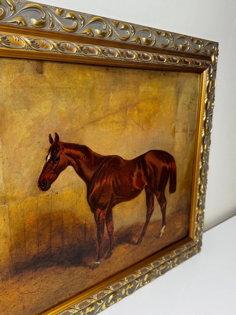 Equine Elegance Chestnut Hunter in Stable c1842 by Charles Bilger Spalding RA - 12