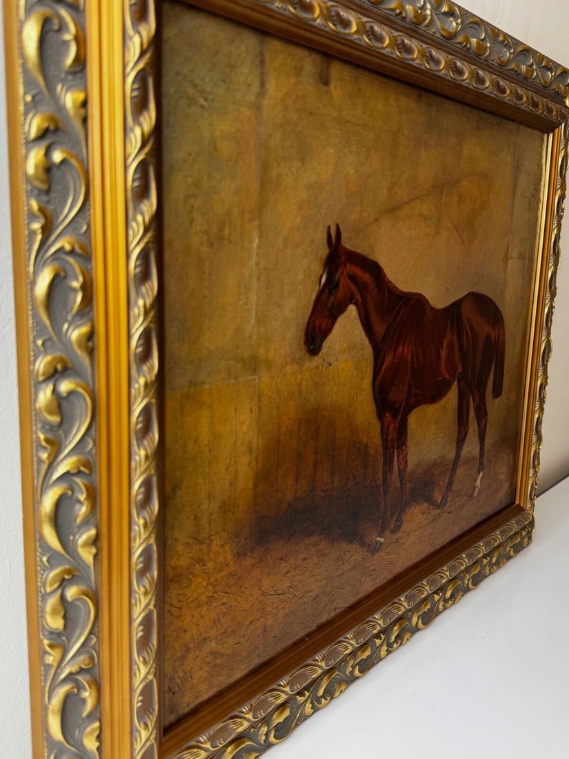 Equine Elegance Chestnut Hunter in Stable c1842 by Charles Bilger Spalding RA - 13