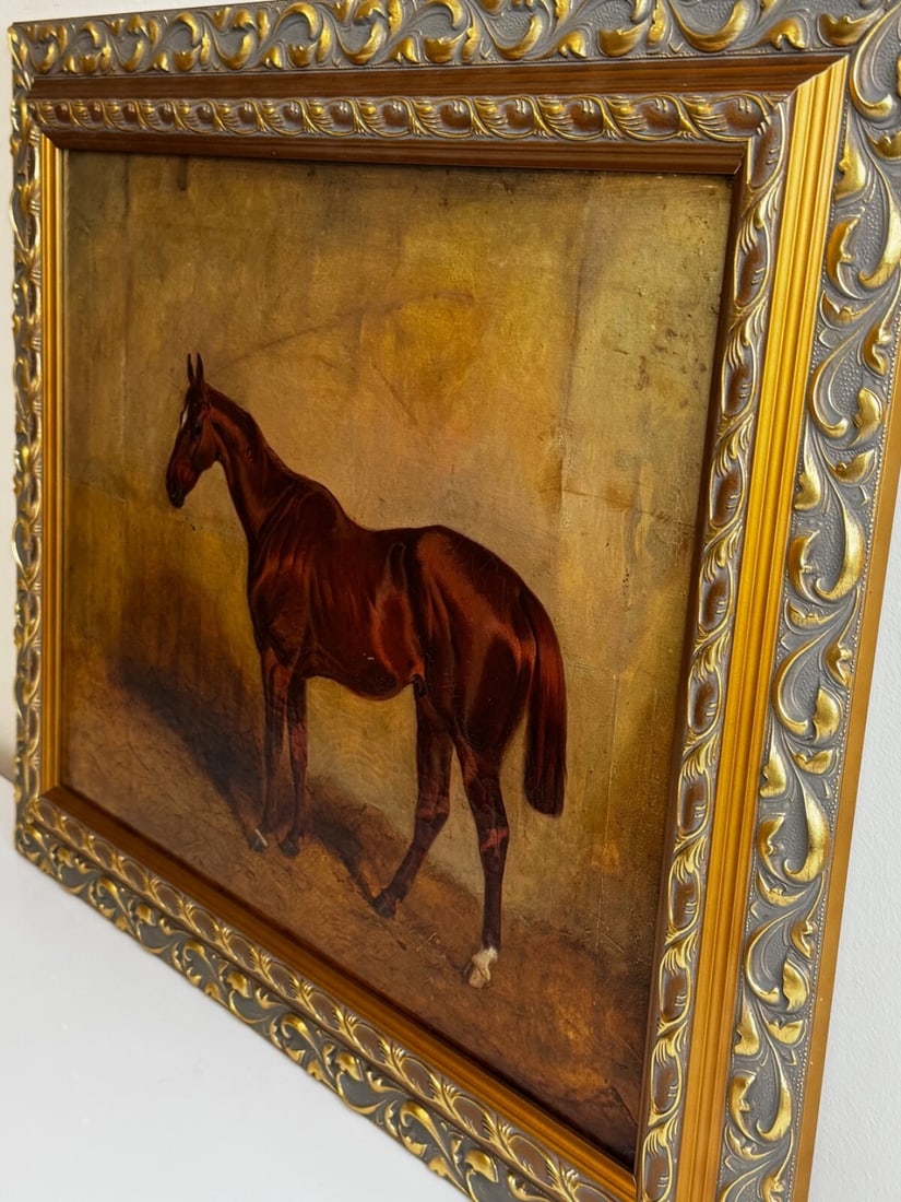 Equine Elegance Chestnut Hunter in Stable c1842 by Charles Bilger Spalding RA - 14