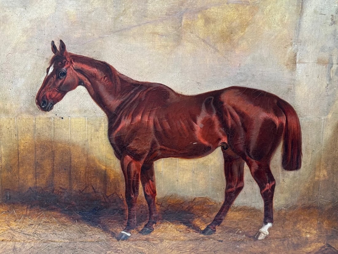 Equine Elegance Chestnut Hunter in Stable c1842 by Charles Bilger Spalding RA - 2