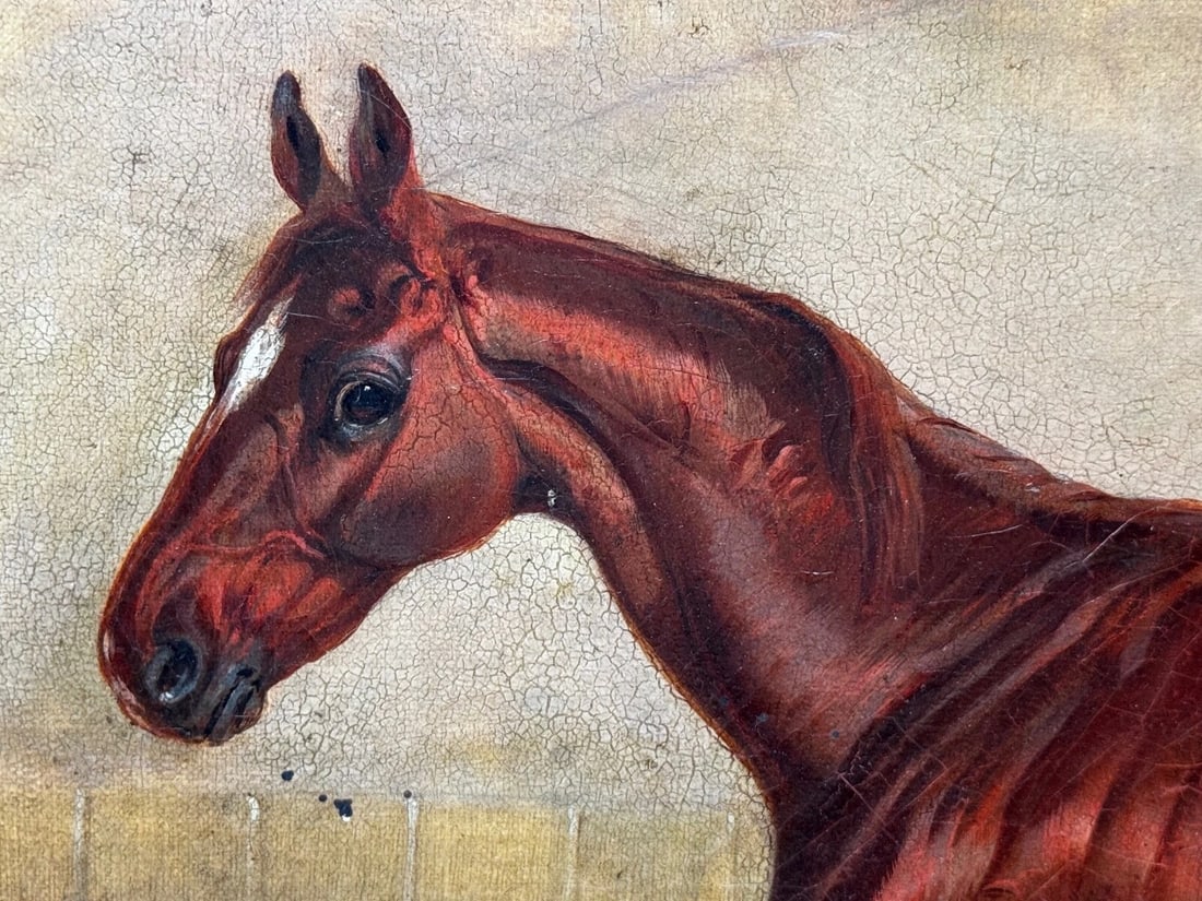Equine Elegance Chestnut Hunter in Stable c1842 by Charles Bilger Spalding RA - 6