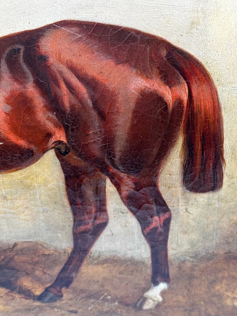 Equine Elegance Chestnut Hunter in Stable c1842 by Charles Bilger Spalding RA - 9