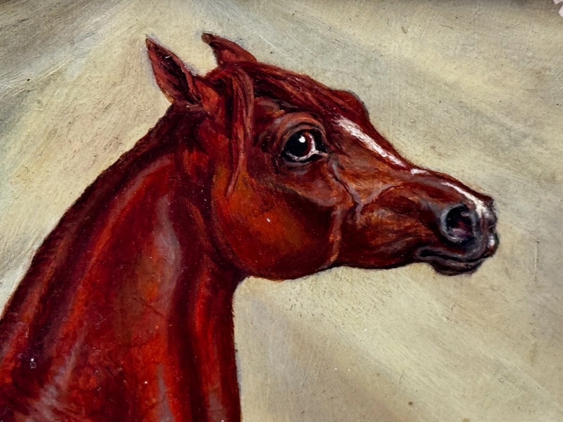 Victorian Oil Painting Arab Horse Bombay Stables India c1900 Spalding Manner - 10