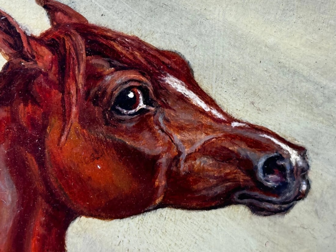 Victorian Oil Painting Arab Horse Bombay Stables India c1900 Spalding Manner - 11