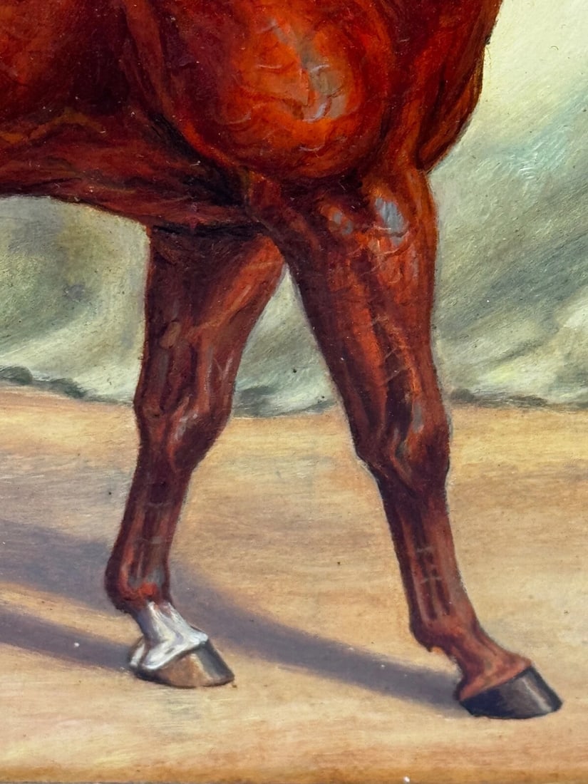 Victorian Oil Painting Arab Horse Bombay Stables India c1900 Spalding Manner - 13