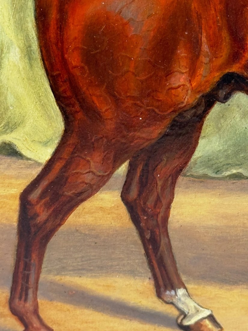 Victorian Oil Painting Arab Horse Bombay Stables India c1900 Spalding Manner - 15