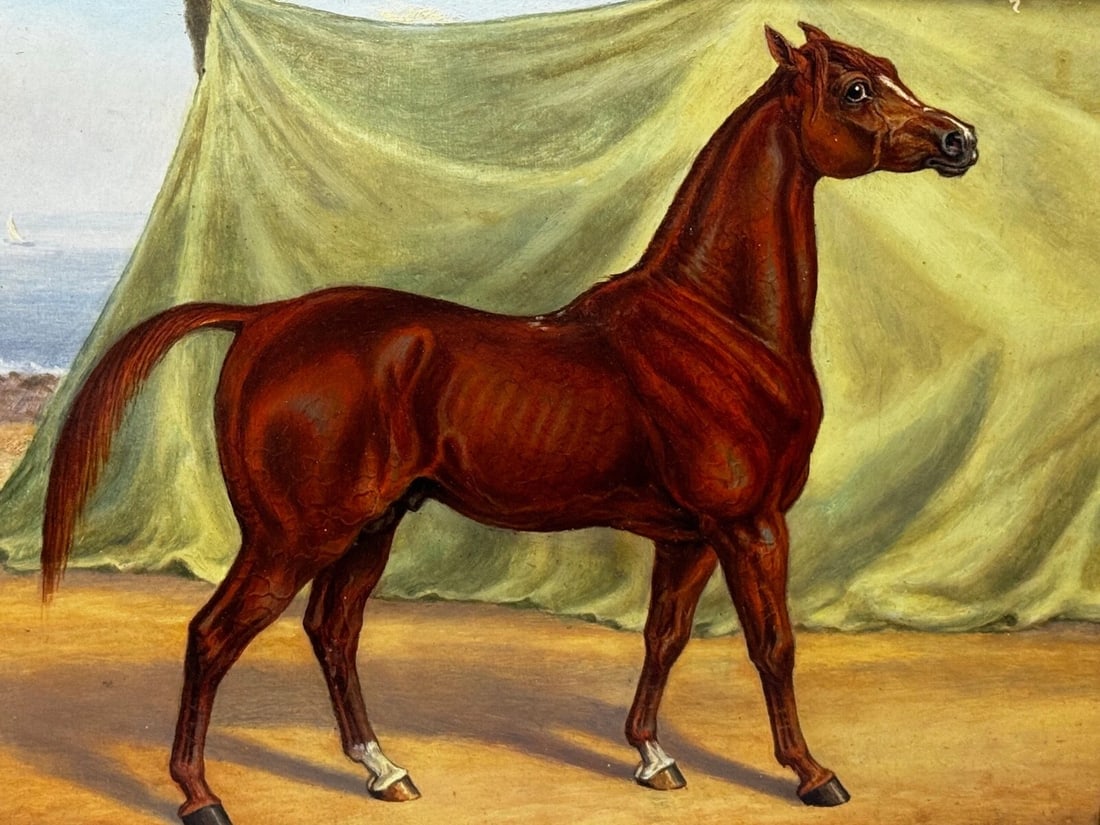 Victorian Oil Painting Arab Horse Bombay Stables India c1900 Spalding Manner - 2