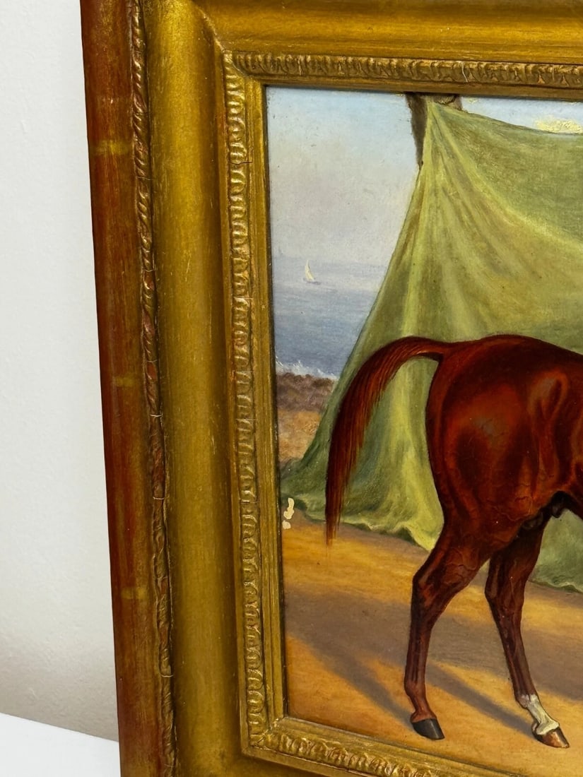 Victorian Oil Painting Arab Horse Bombay Stables India c1900 Spalding Manner - 4