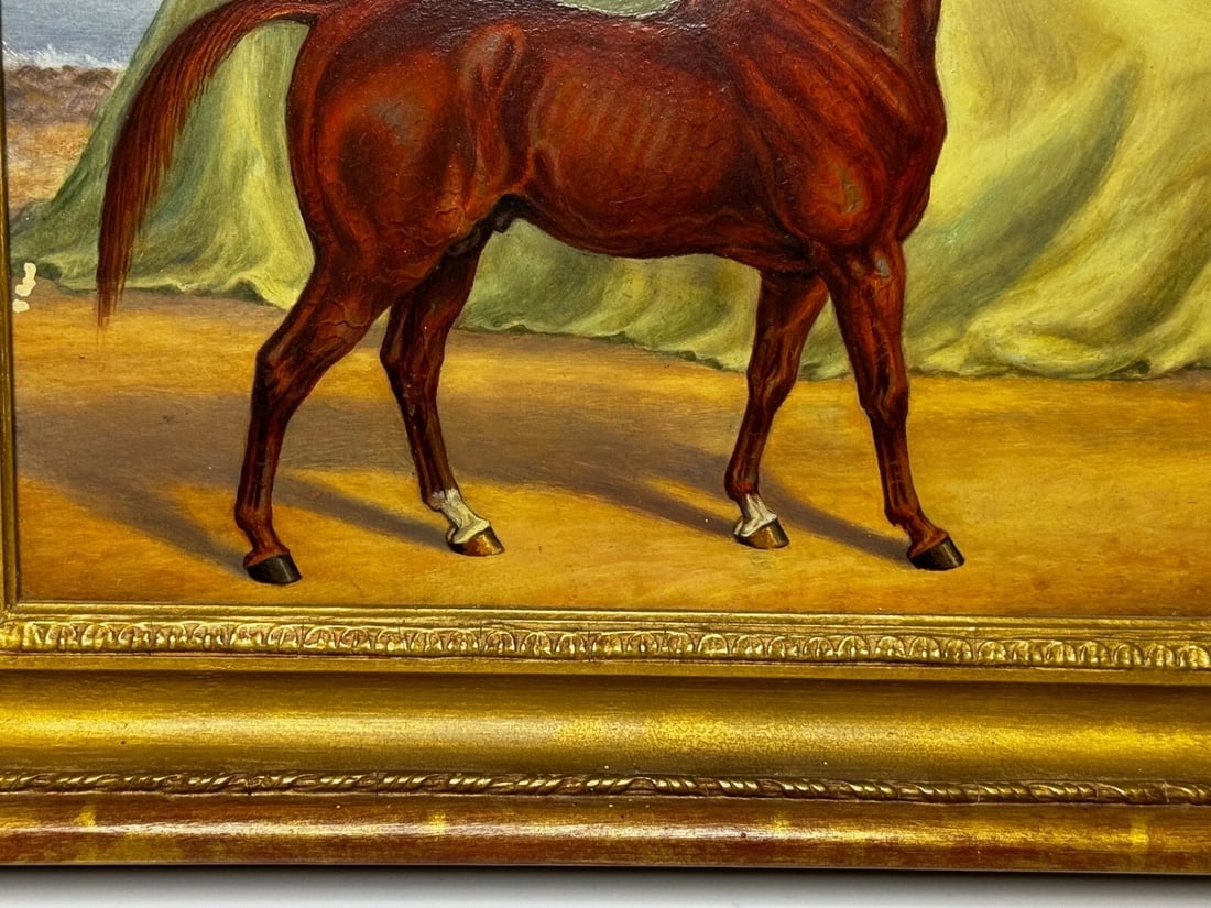 Victorian Oil Painting Arab Horse Bombay Stables India c1900 Spalding Manner - 5