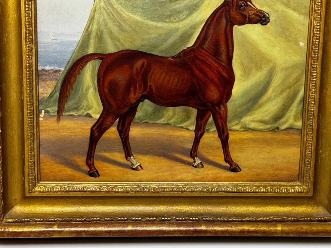 Victorian Oil Painting Arab Horse Bombay Stables India c1900 Spalding Manner - 6