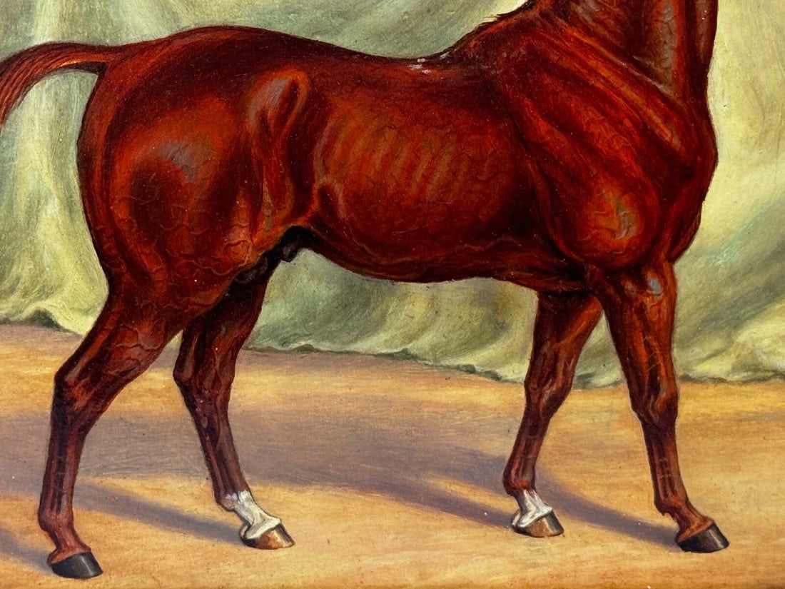 Victorian Oil Painting Arab Horse Bombay Stables India c1900 Spalding Manner - 8