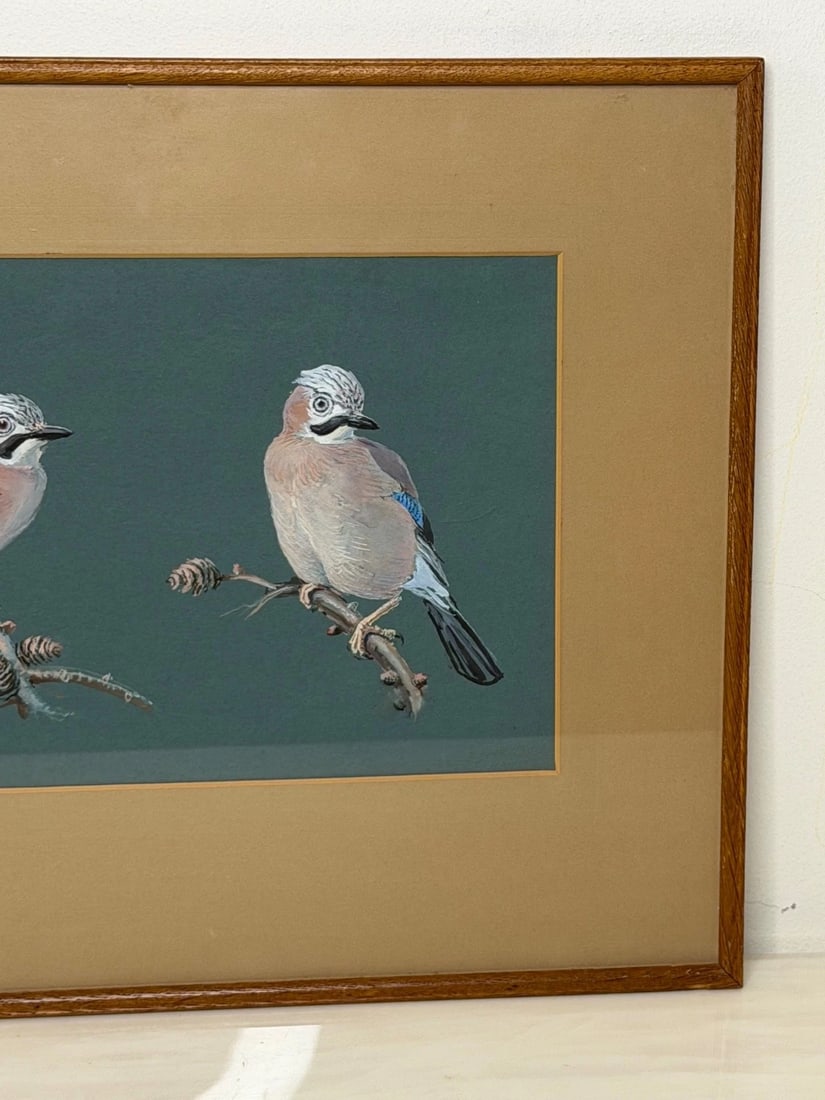 Original Painting Bird Study Jays Signed Donald Watson (1918–2005) Dated 1957 - 5