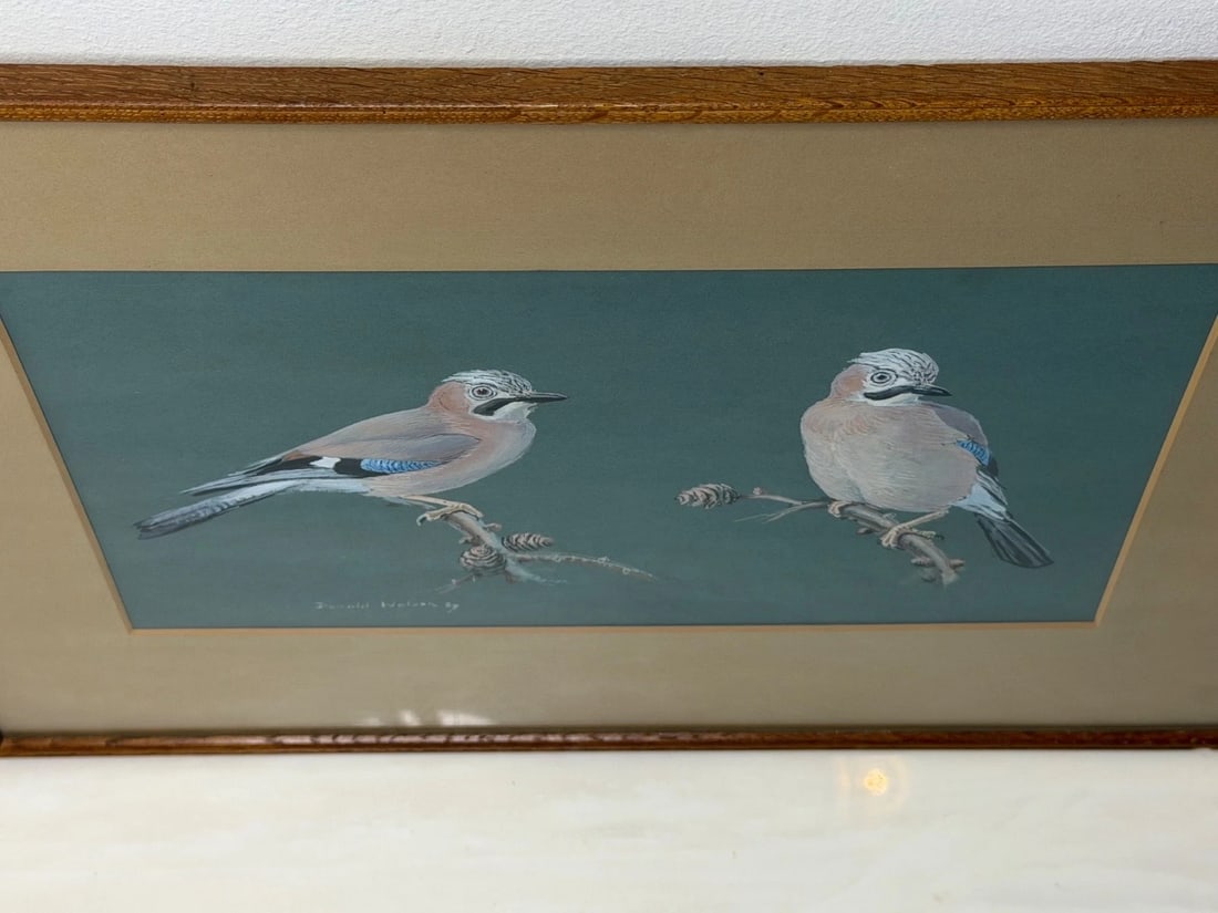 Original Painting Bird Study Jays Signed Donald Watson (1918–2005) Dated 1957 - 7