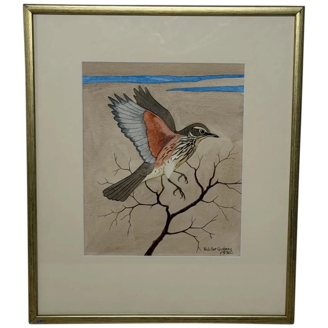 Mid Century Painting Redwing Bird Signed By Ralston Gudgeon RSW 1910-1984 (1 of 20)
