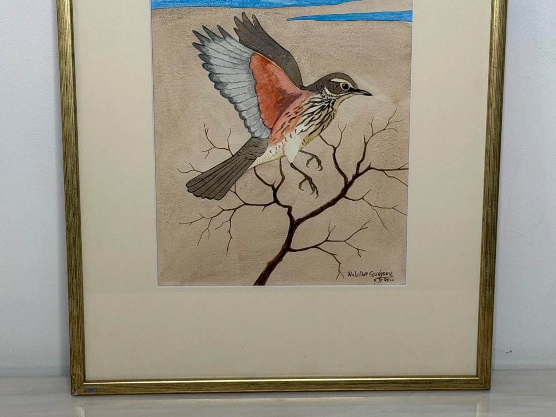 Mid Century Painting Redwing Bird Signed By Ralston Gudgeon RSW 1910-1984 - 2