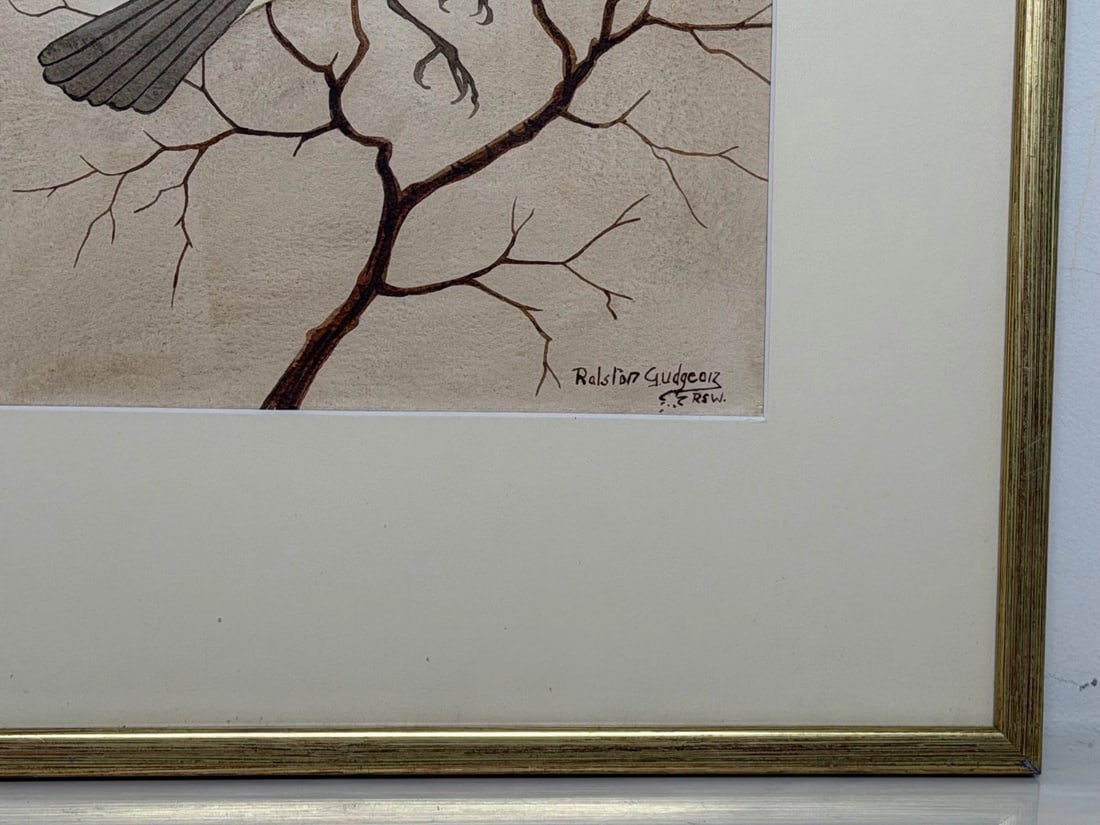 Mid Century Painting Redwing Bird Signed By Ralston Gudgeon RSW 1910-1984 - 3